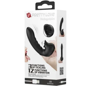 Hobgoblin Vibrierendes Fingerhülle 12 Vibrationen + Klitoris-Stimulator Schwarz von Pretty Love