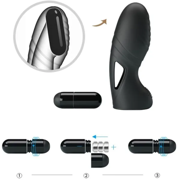 Alan Silikon-Fingervibrator Schwarz von Pretty Love | Fesselliebe.de
