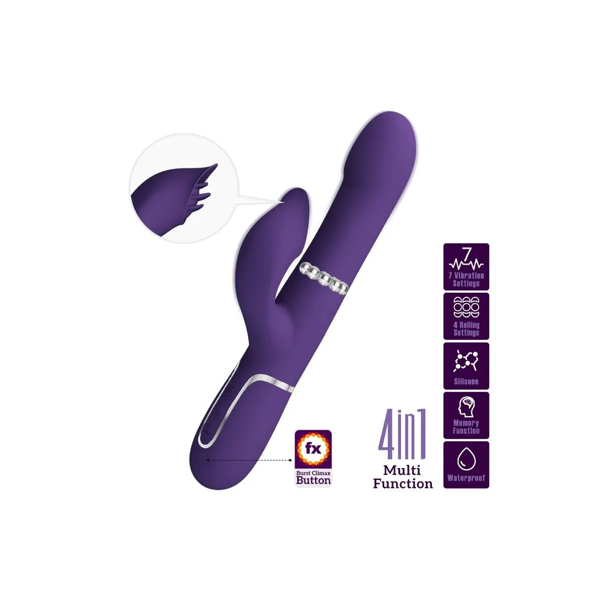 Zalin Rabbit Vibrator Perlen 4 In 1 Lila von Pretty Love Flirtation | Fesselliebe.de