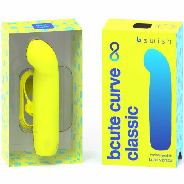 Bcute Curve Infinite Klassischer wiederaufladbarer Silikonvibrator Gelb von B Swish | Fesselliebe.de