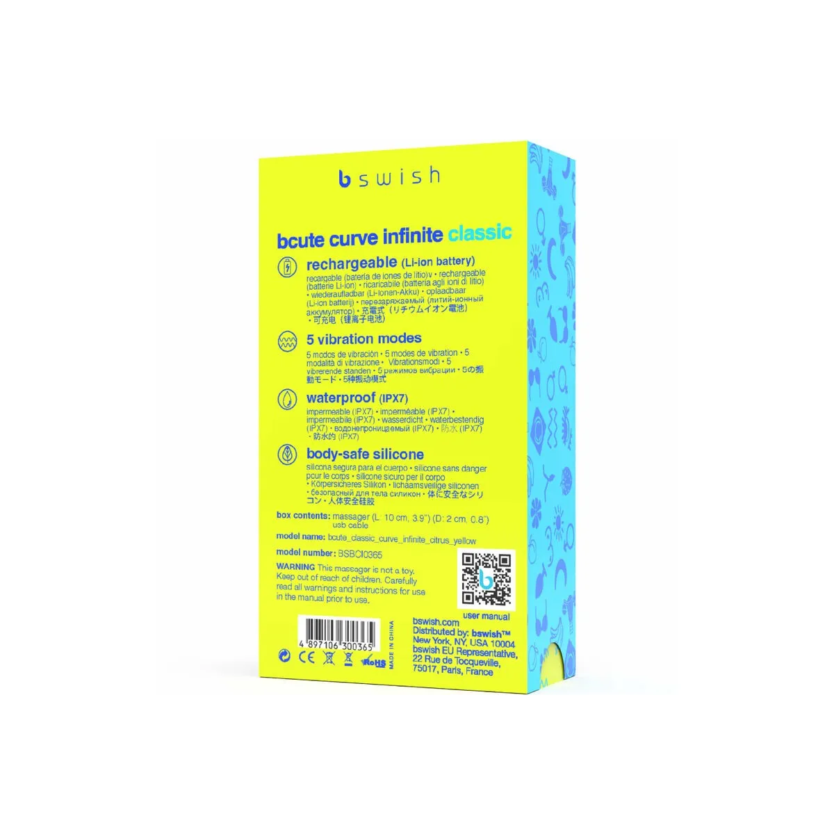Bcute Curve Infinite Klassischer wiederaufladbarer Silikonvibrator Gelb von B Swish | Fesselliebe.de