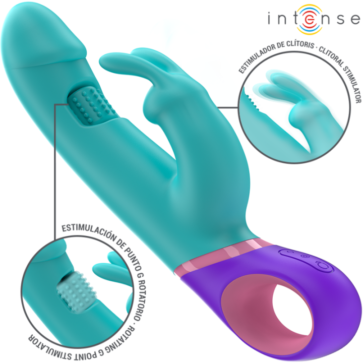 Monica Rabbit Vibrator mit Rotierendem G-Spot-Stimulator Blau von Intense Fun | Fesselliebe.de