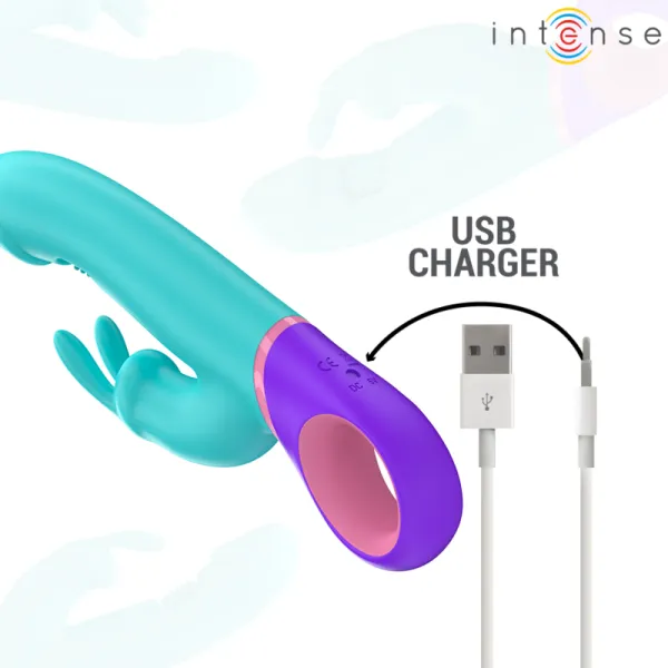 Monica Rabbit Vibrator mit Rotierendem G-Spot-Stimulator Blau von Intense Fun | Fesselliebe.de
