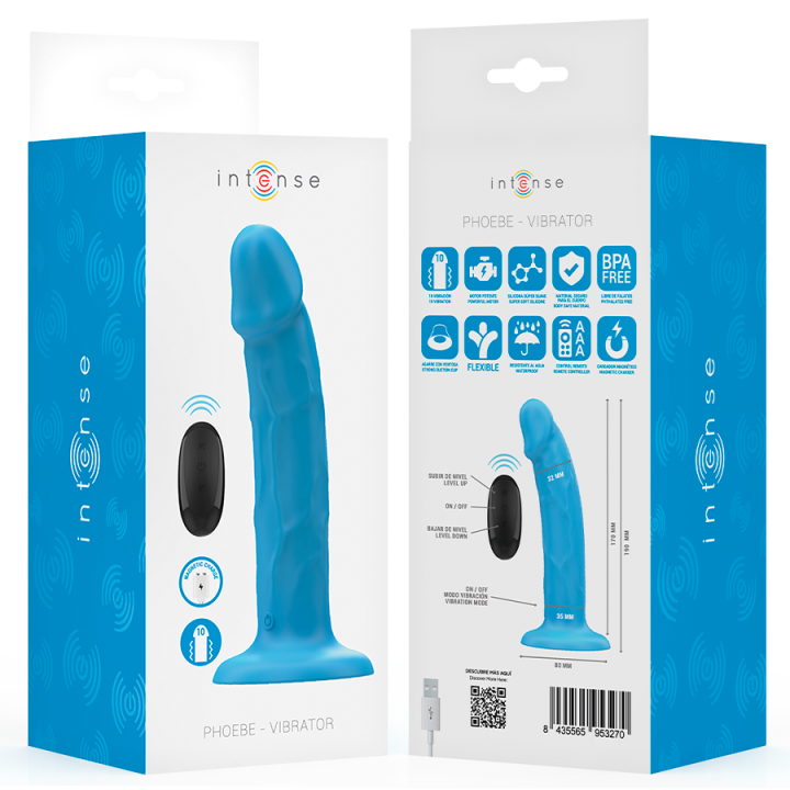 Phoebe Realistischer Vibrator 10 Vibrationen Blaue mit Fernbedienung von Intense Fun | Fesselliebe.de