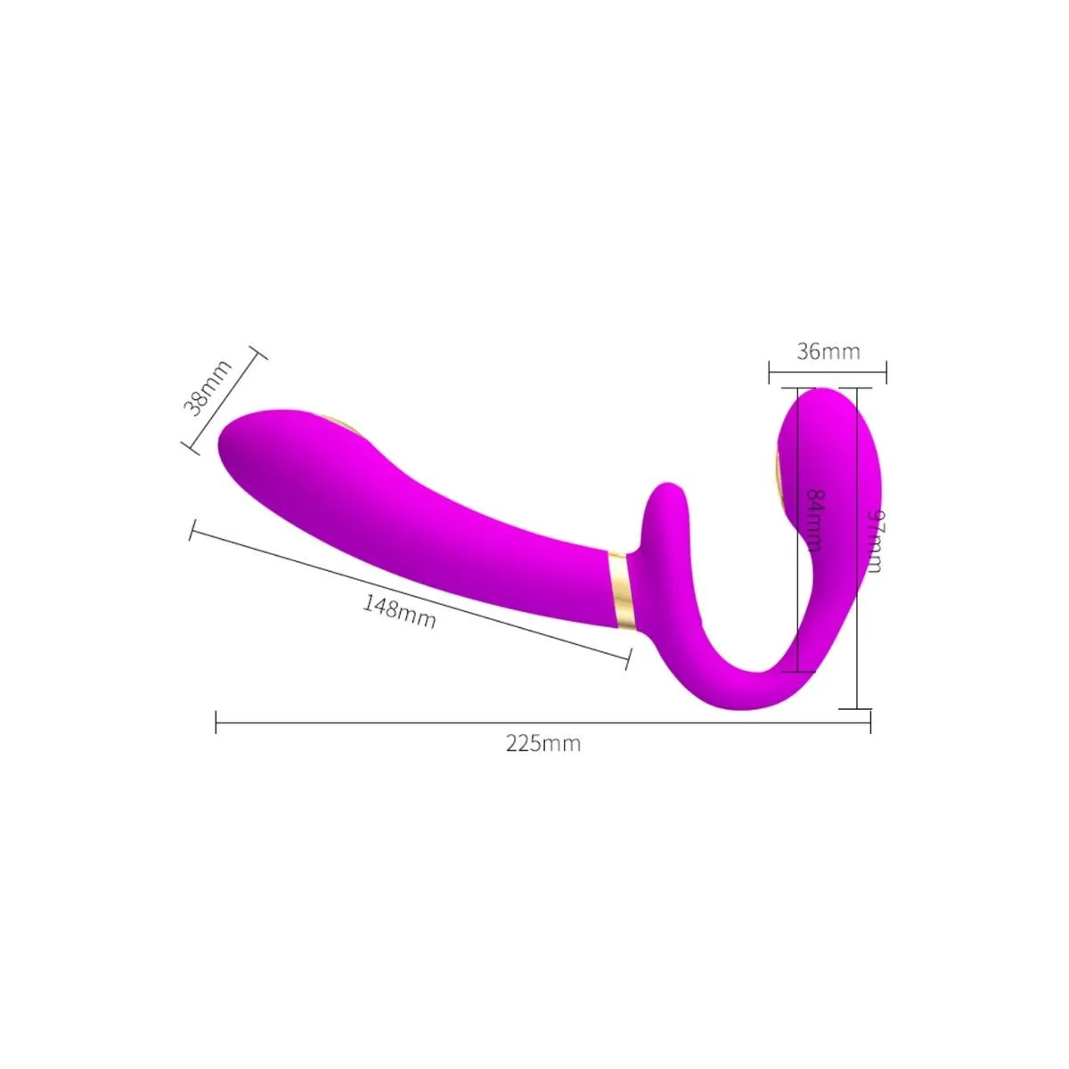 Thunderbird Doppelter Strap-On-Vibrator mit Fernbedienung Lila von Pretty Love | Fesselliebe.de