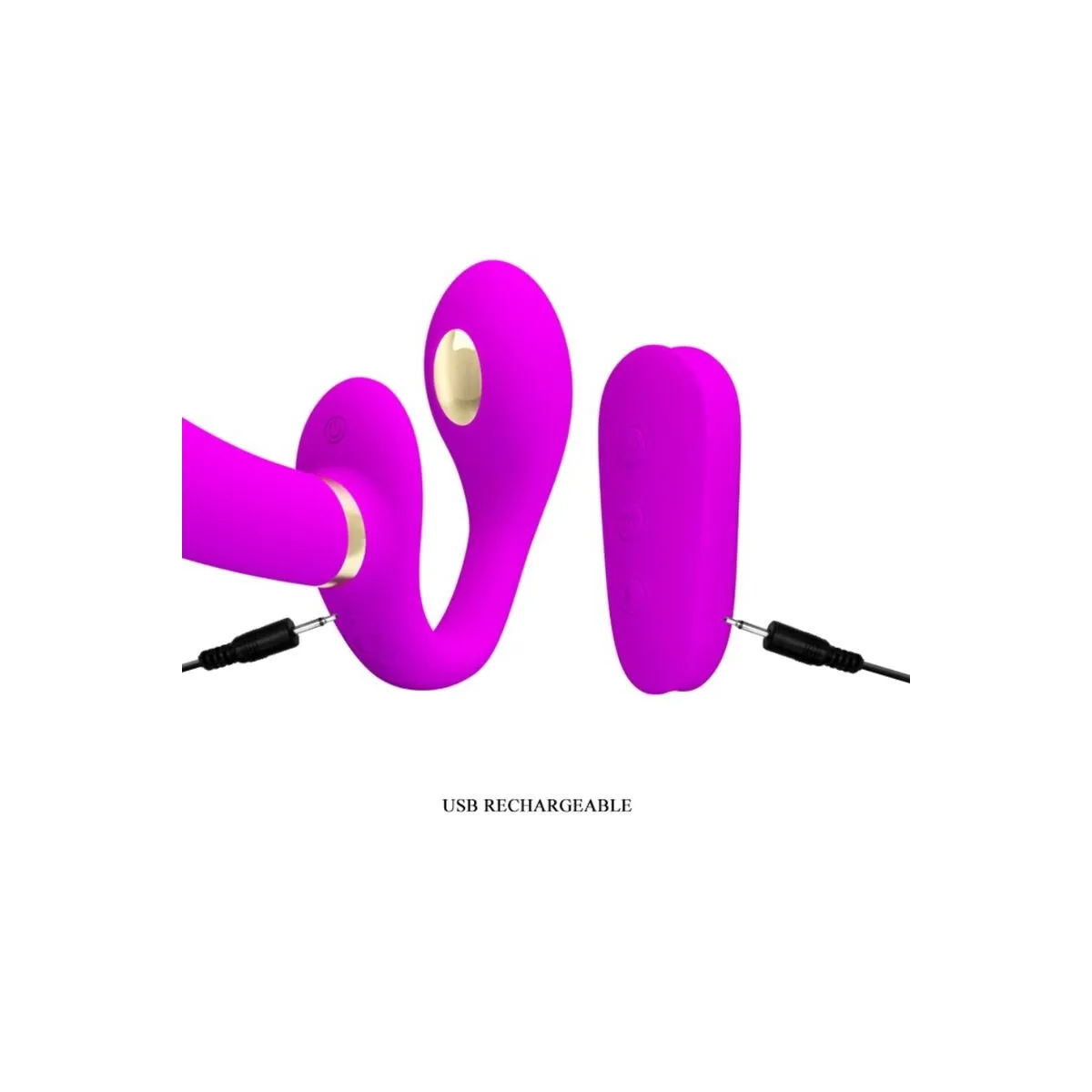 Thunderbird Doppelter Strap-On-Vibrator mit Fernbedienung Lila von Pretty Love | Fesselliebe.de