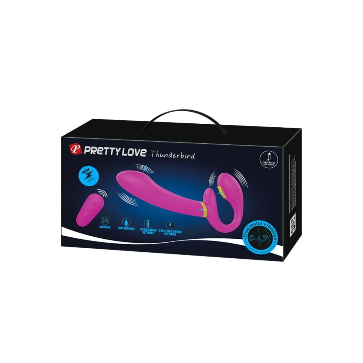 Thunderbird Doppelter Strap-On-Vibrator mit Fernbedienung Lila von Pretty Love | Fesselliebe.de