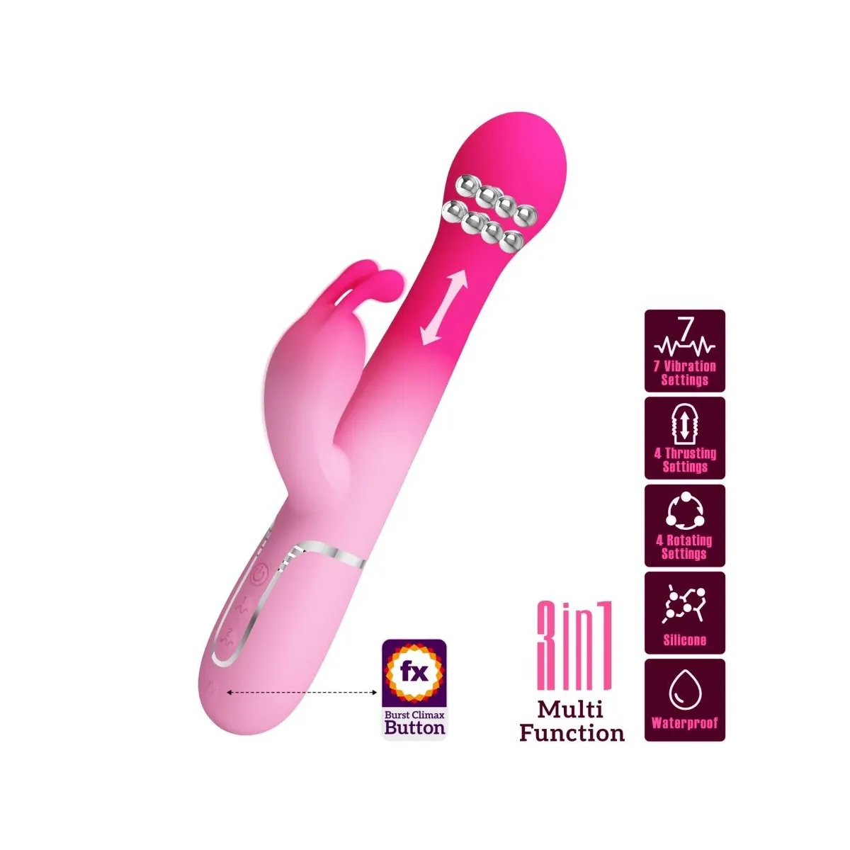 Dejon 3 In 1 Multifunktions-Rabbit-Vibrator Rosa von Pretty Love | Fesselliebe.de