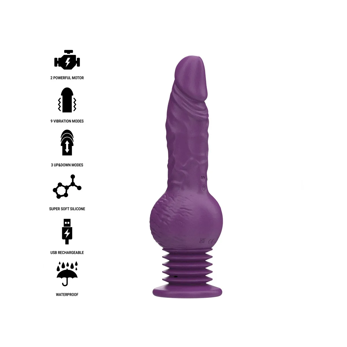 Tatum Multifunktionsvibrator mit Auf- und Abvibration 24 cm Lila von Intense Fun | Fesselliebe.de