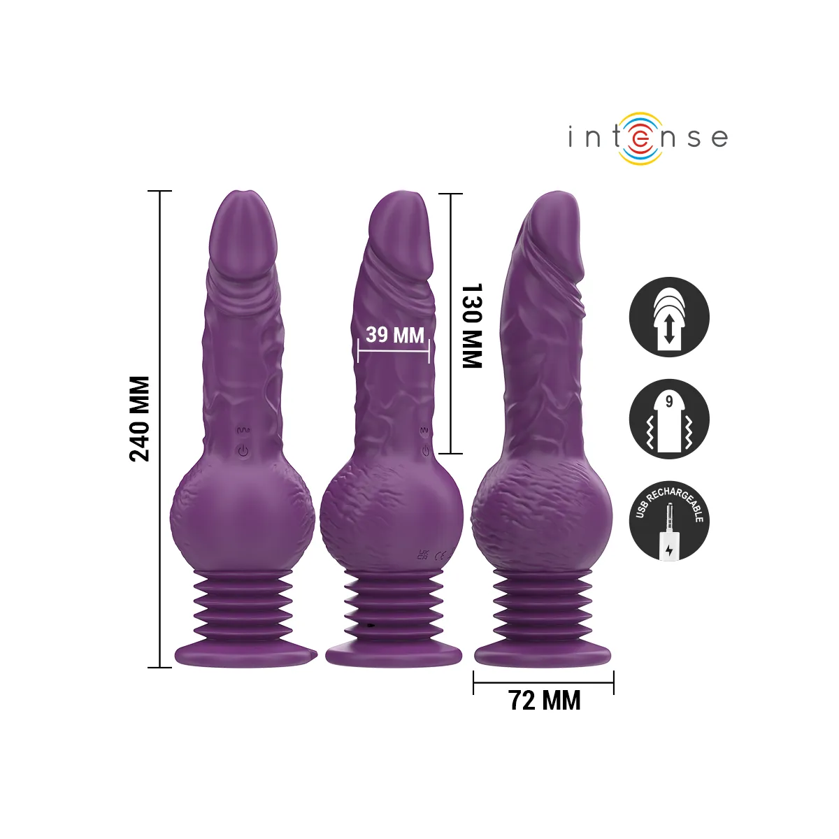Tatum Multifunktionsvibrator mit Auf- und Abvibration 24 cm Lila von Intense Fun | Fesselliebe.de