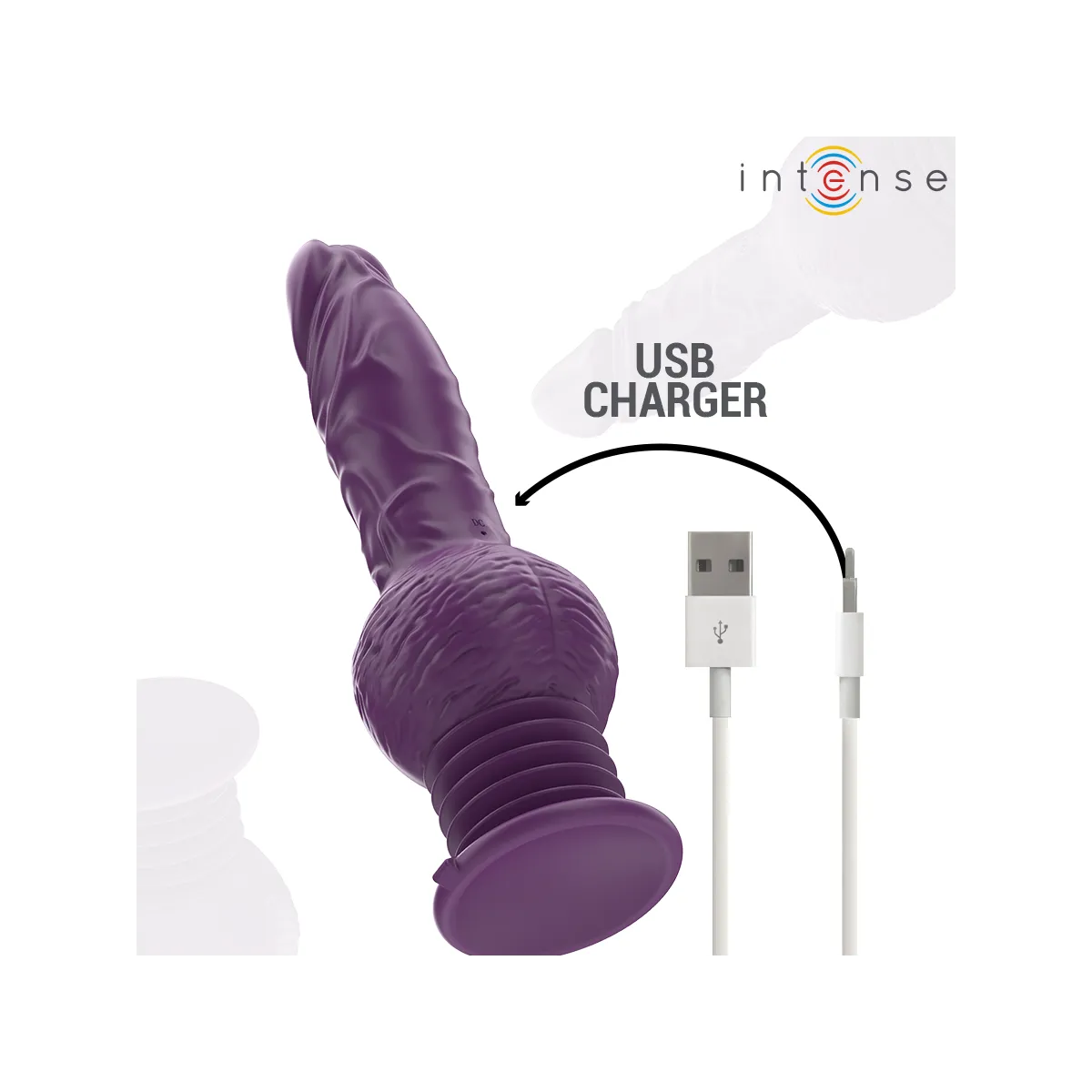 Tatum Multifunktionsvibrator mit Auf- und Abvibration 24 cm Lila von Intense Fun | Fesselliebe.de