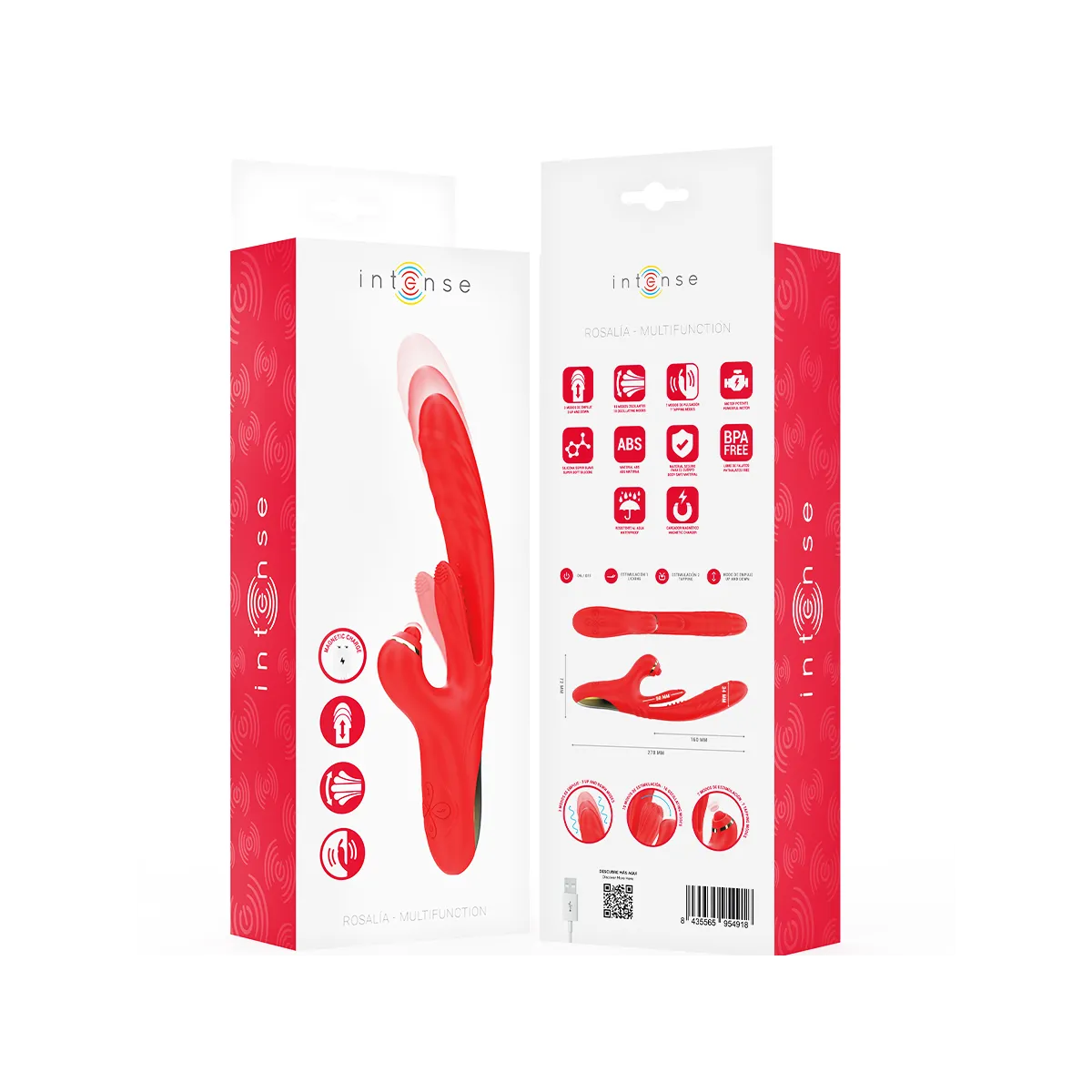 Rosalia Multifunktionsvibrator 3 In 1 Rot von Intense Fun | Fesselliebe.de
