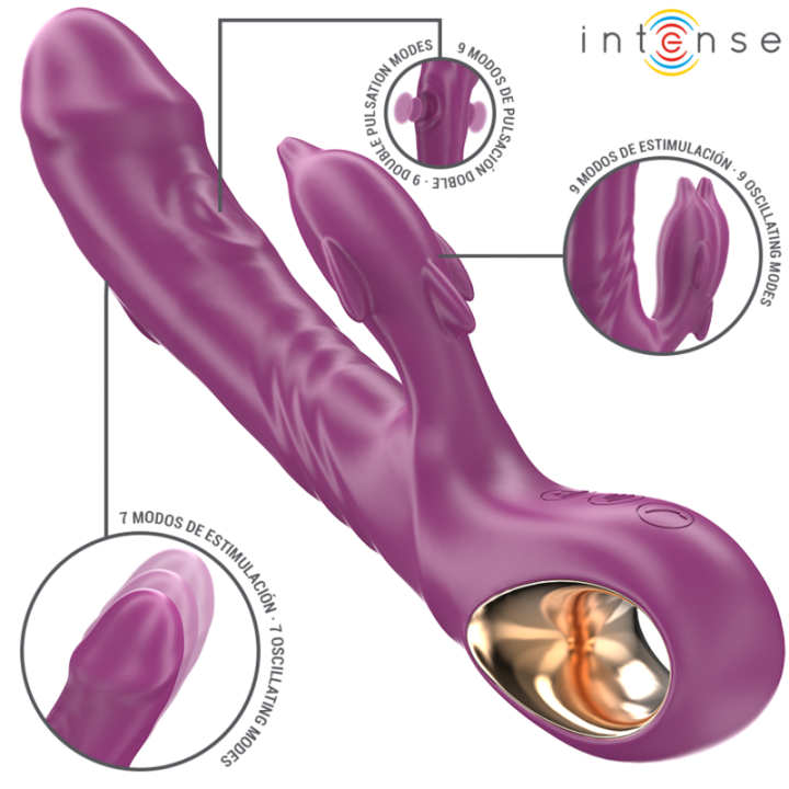 Halle Multifunktionsvibrator mit Delfin-Stimulierender Zunge Lila von Intense Fun | Fesselliebe.de
