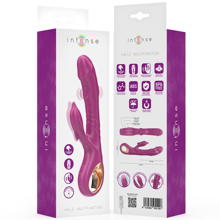 Halle Multifunktionsvibrator mit Delfin-Stimulierender Zunge Lila von Intense Fun | Fesselliebe.de