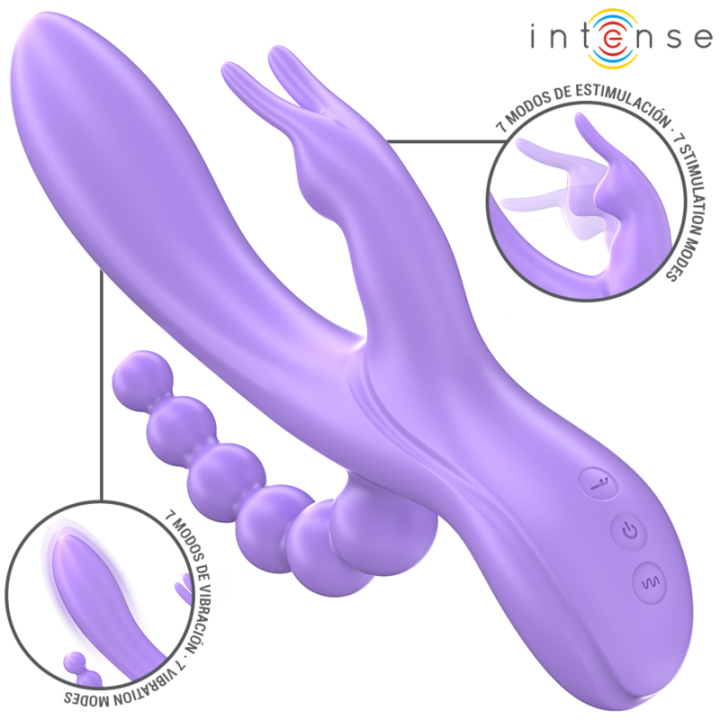 Miko Dreifachvibrator Rabbit & Stimulator & Anal 7 Vibrationen Lila von Intense Fun | Fesselliebe.de