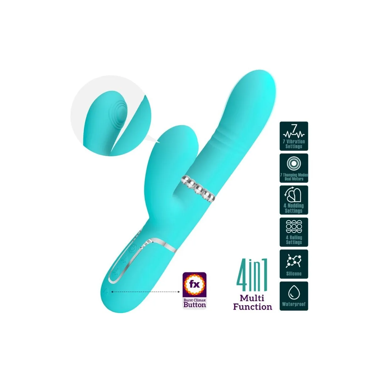 Multifunktions-G-Spot-Vibrator Aqua Grün von Pretty Love Flirtation | Fesselliebe.de