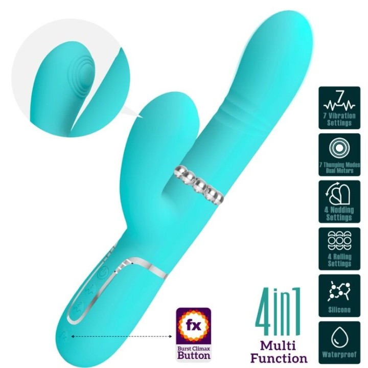 Multifunktions-G-Spot-Vibrator Aqua Grün von Pretty Love Flirtation | Fesselliebe.de