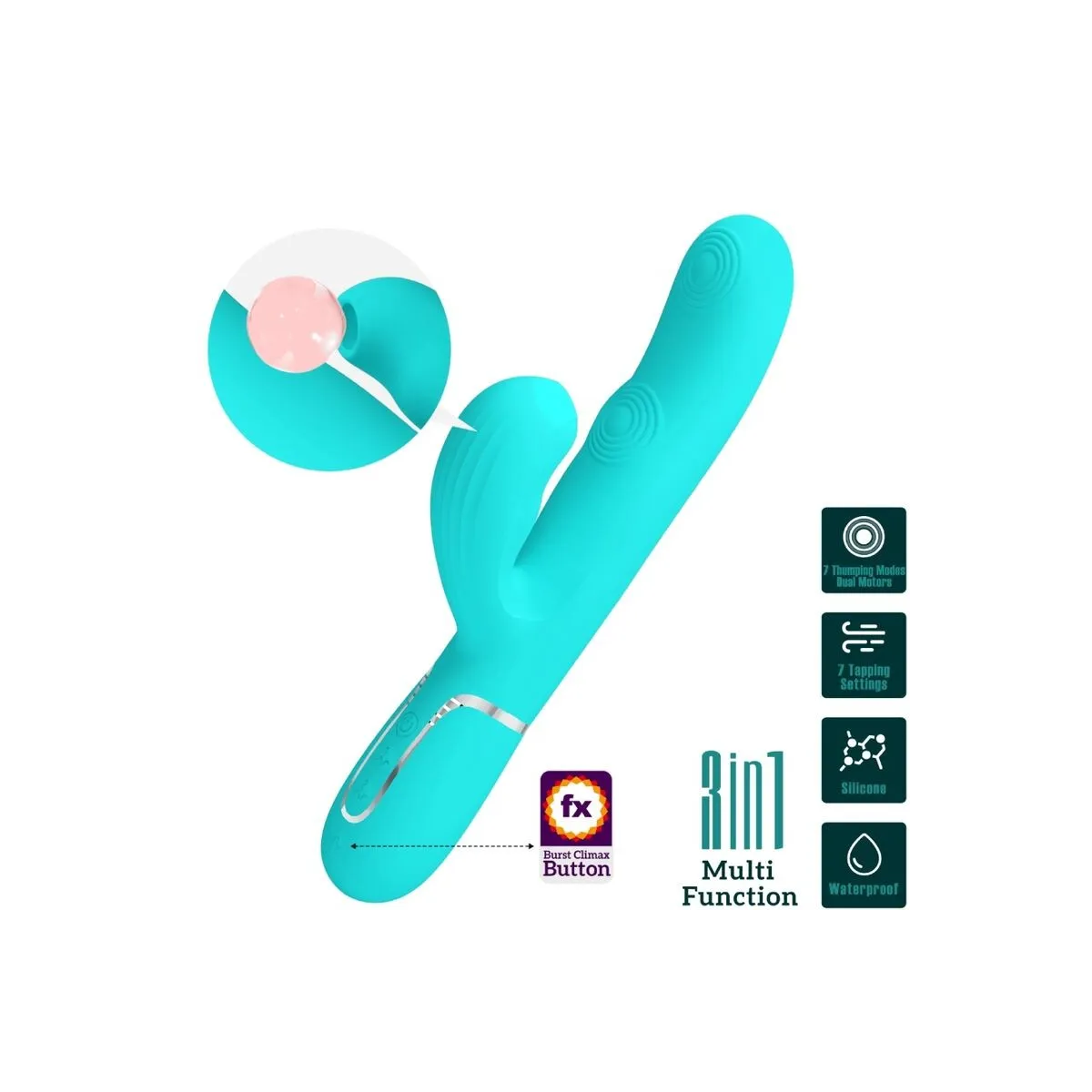 Perlita Multifunktions-3-In-1-G-Punkt-Vibrator Aqua Grün von Pretty Love Flirtation | Fesselliebe.de