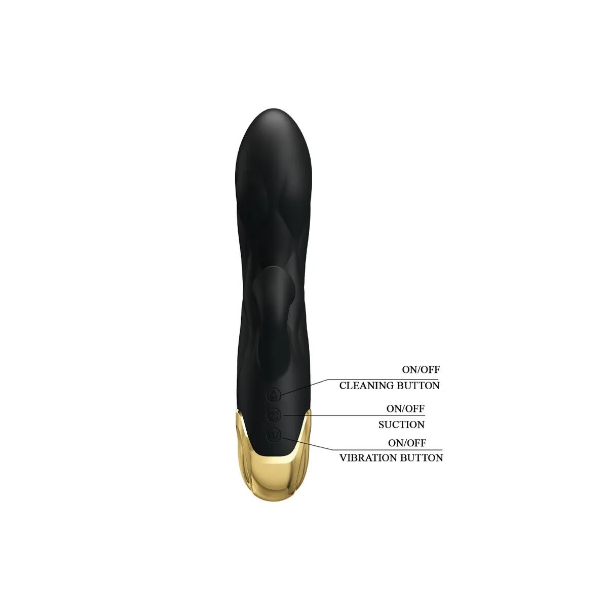 Schwarzer wiederaufladbarer, Vergoldeter Luxusvibrator von Pretty Love C-Type | Fesselliebe.de