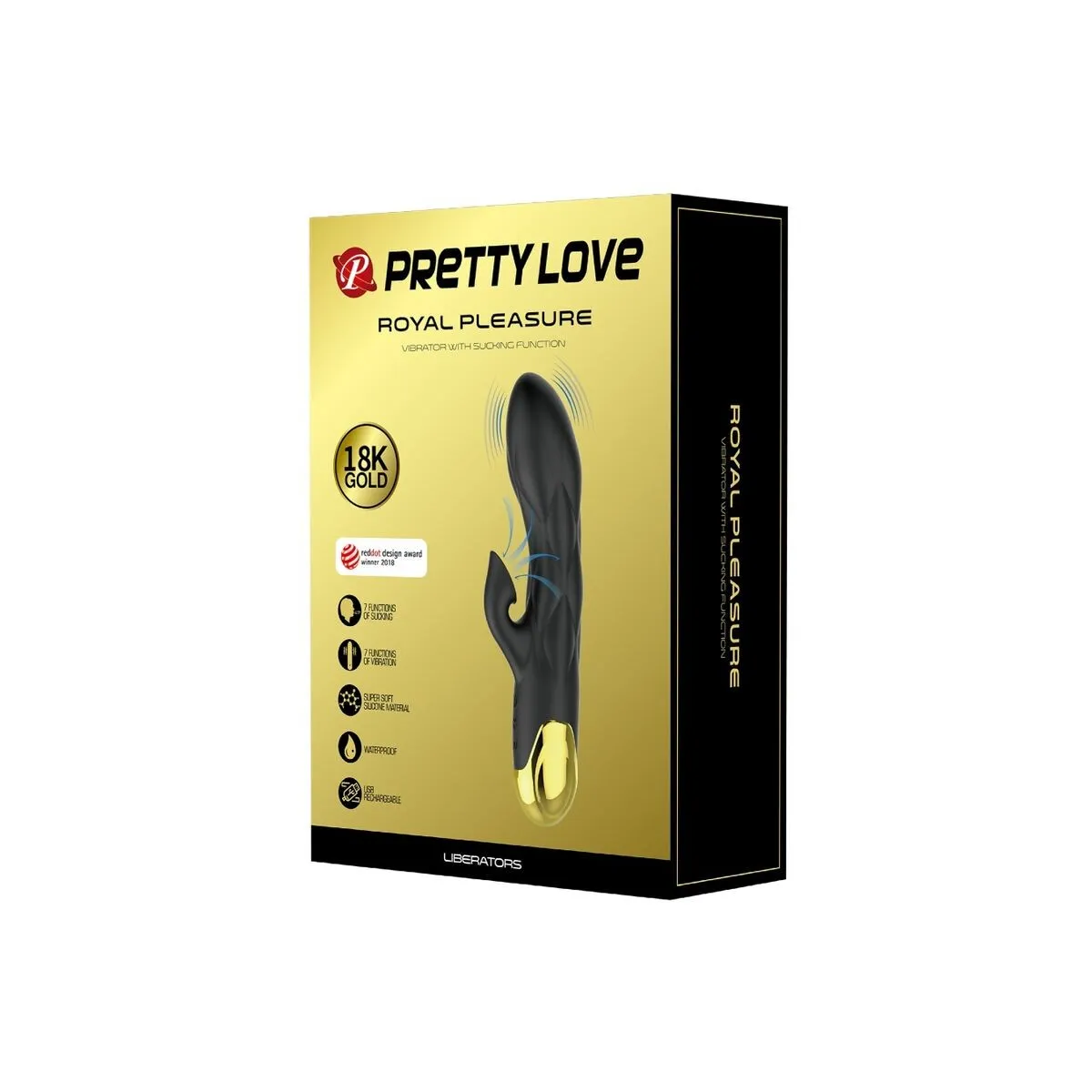 Schwarzer wiederaufladbarer, Vergoldeter Luxusvibrator von Pretty Love C-Type | Fesselliebe.de