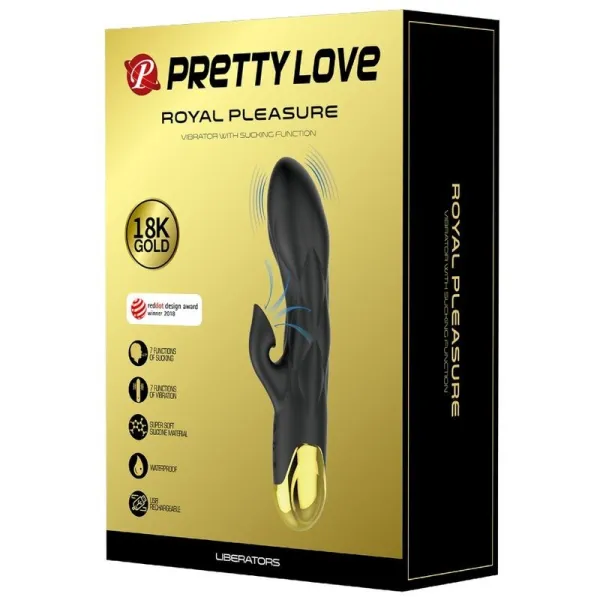Schwarzer wiederaufladbarer, Vergoldeter Luxusvibrator von Pretty Love C-Type | Fesselliebe.de