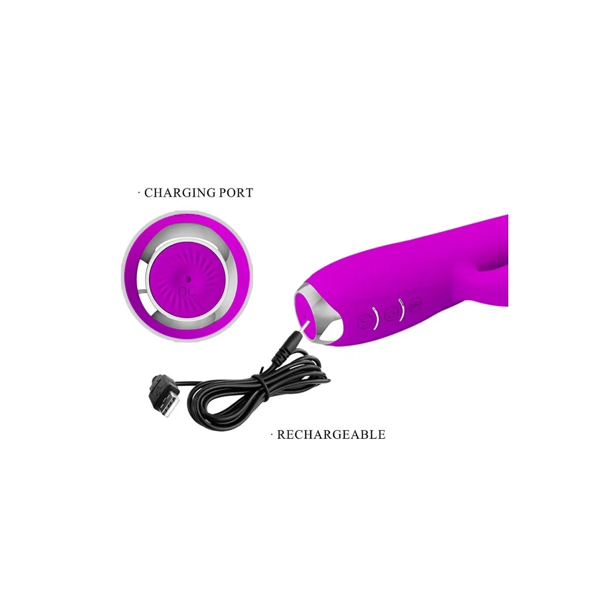 Gloria wiederaufladbarer Rabbitvibrator, Wasserdicht, Lila von Pretty Love C-Type | Fesselliebe.de