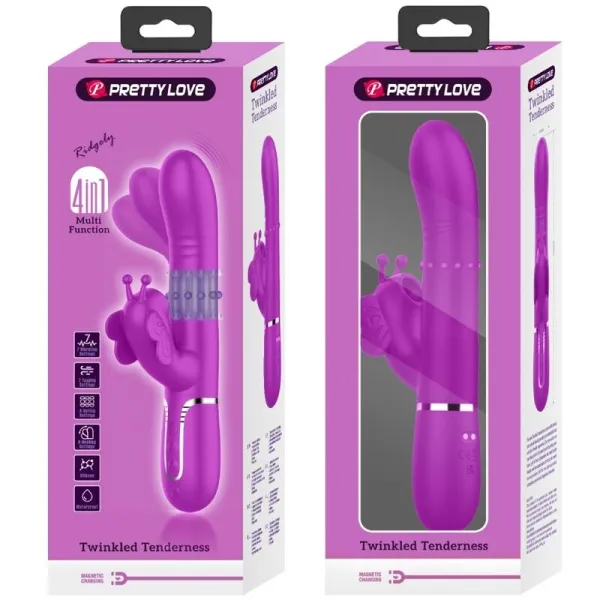 Multifunktions-Rabbitvibrator 4 In 1 Schmetterling Fuchsia von Pretty Love Flirtation | Fesselliebe.de