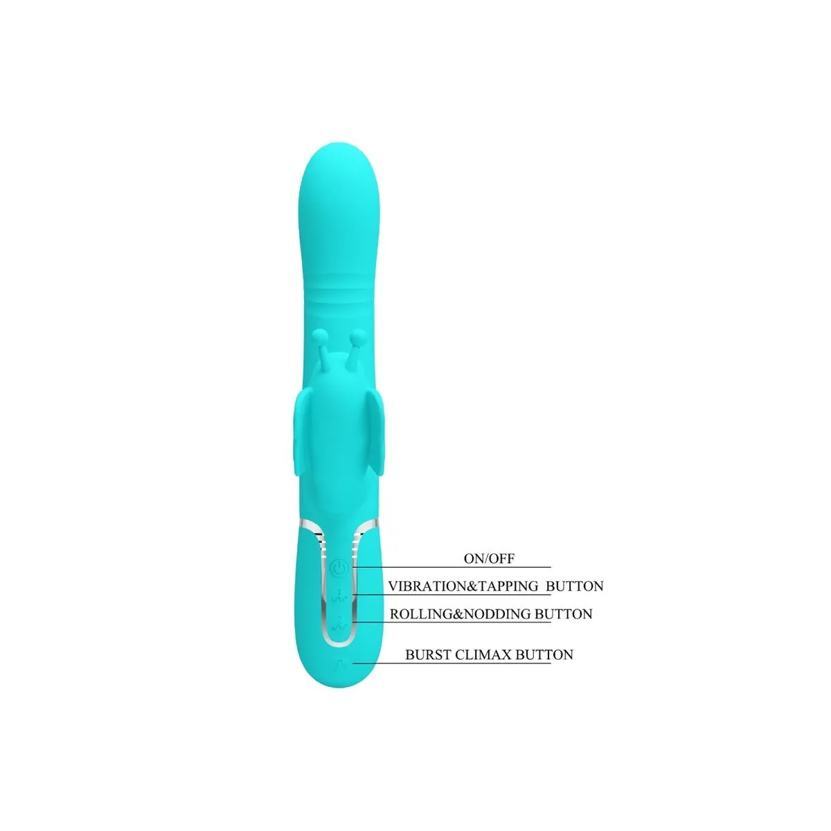Multifunktions-Rabbitvibrator 4 In 1 Schmetterling Aquagrün von Pretty Love Flirtation | Fesselliebe.de