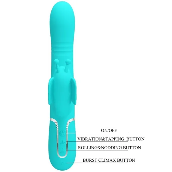 Multifunktions-Rabbitvibrator 4 In 1 Schmetterling Aquagrün von Pretty Love Flirtation | Fesselliebe.de