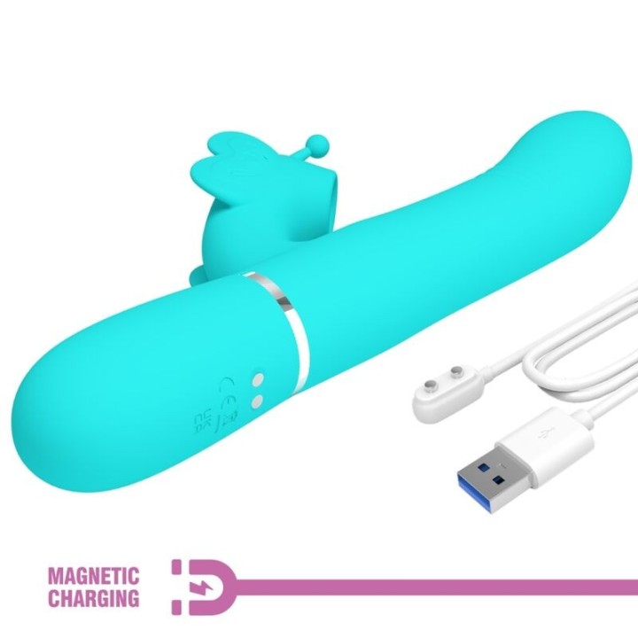Multifunktions-Rabbitvibrator 4 In 1 Schmetterling Aquagrün von Pretty Love Flirtation | Fesselliebe.de