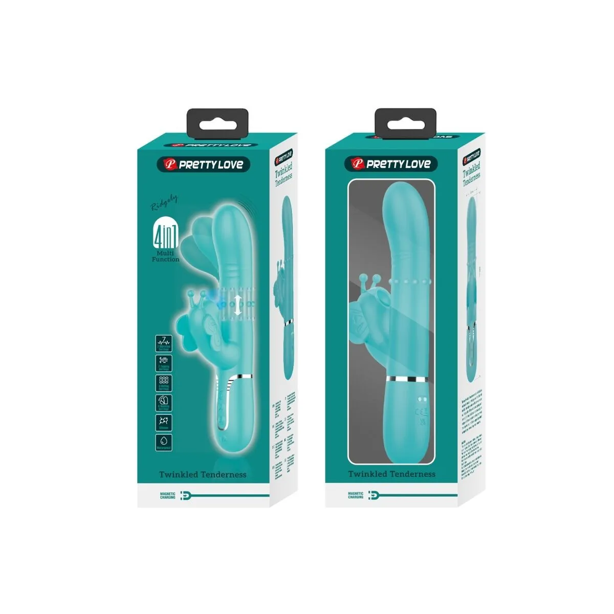 Multifunktions-Rabbitvibrator 4 In 1 Schmetterling Aquagrün von Pretty Love Flirtation | Fesselliebe.de