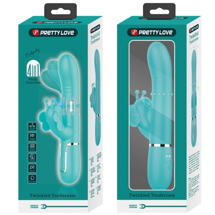 Multifunktions-Rabbitvibrator 4 In 1 Schmetterling Aquagrün von Pretty Love Flirtation | Fesselliebe.de