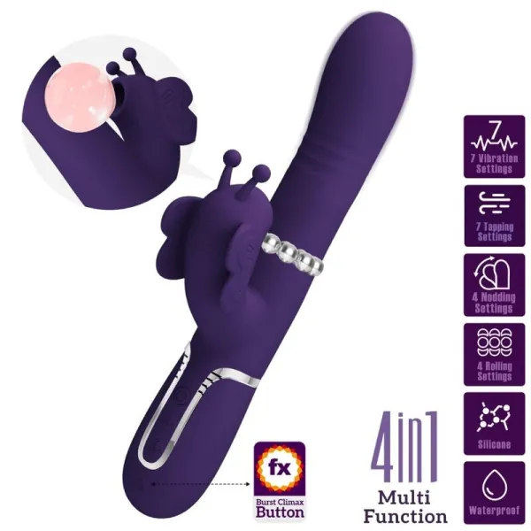 Multifunktions-Rabbitvibrator 4 In 1 Schmetterling Lila von Pretty Love Flirtation | Fesselliebe.de