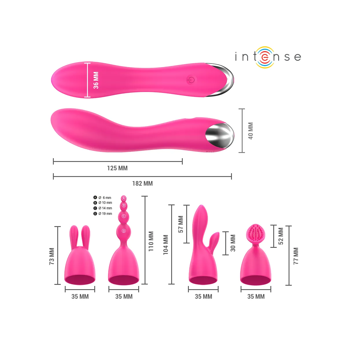 Cher Vibrator mit 20 Muster und Austauschbaren Aufsätzen von Intense Fun | Fesselliebe.de