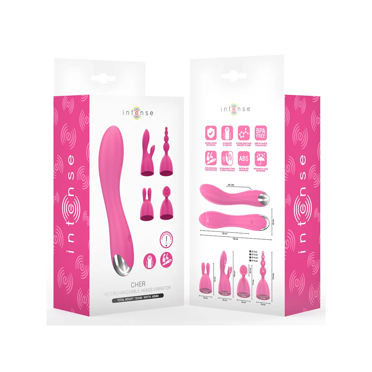 Cher Vibrator mit 20 Muster und Austauschbaren Aufsätzen von Intense Fun | Fesselliebe.de
