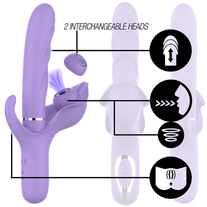 Billie Multifunktionaler wiederaufladbarer Saugvibrator mit Lila Druckknopf von Intense Fun | Fesselliebe.de