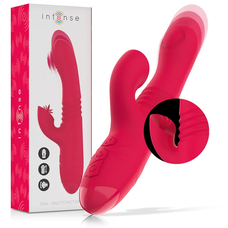 Dua Multifunktions-Wiederaufladbarer Auf- und Ab-Vibrator mit Roter Zunge von Intense Fun | Fesselliebe.de