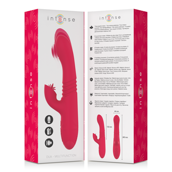 Dua Multifunktions-Wiederaufladbarer Auf- und Ab-Vibrator mit Roter Zunge von Intense Fun | Fesselliebe.de