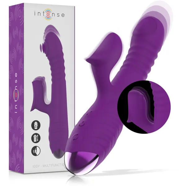 Iggy Multifunktions-Wiederaufladbarer Vibrator Up & Down mit Klitorelstimulator Lila von Intense Fun | Fesselliebe.de
