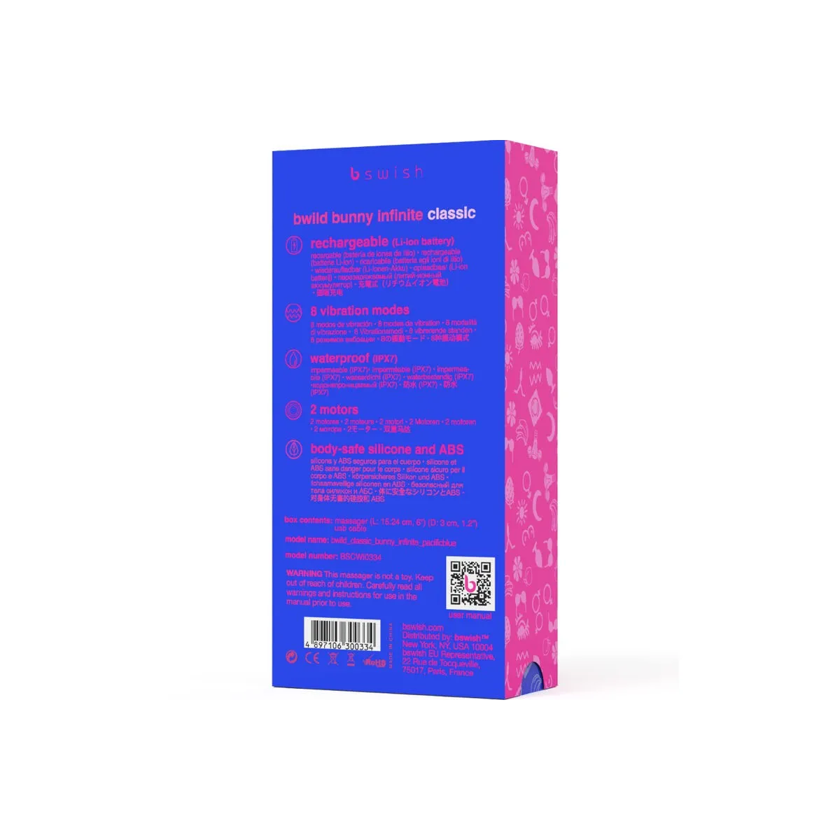 Bwild Bunny Infinite Klassischer wiederaufladbarer Vibrator aus Blauem Silikon von B Swish | Fesselliebe.de