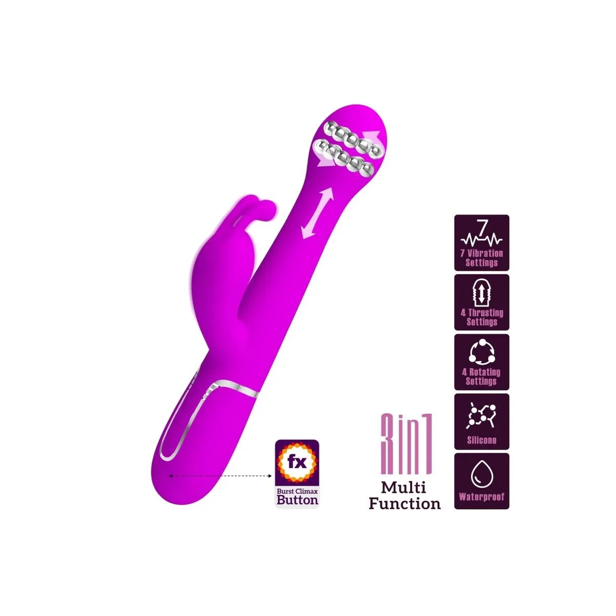 Dejon Rabbit Vibrator 3 In 1 Multifunktionsviolett von Pretty Love Flirtation | Fesselliebe.de