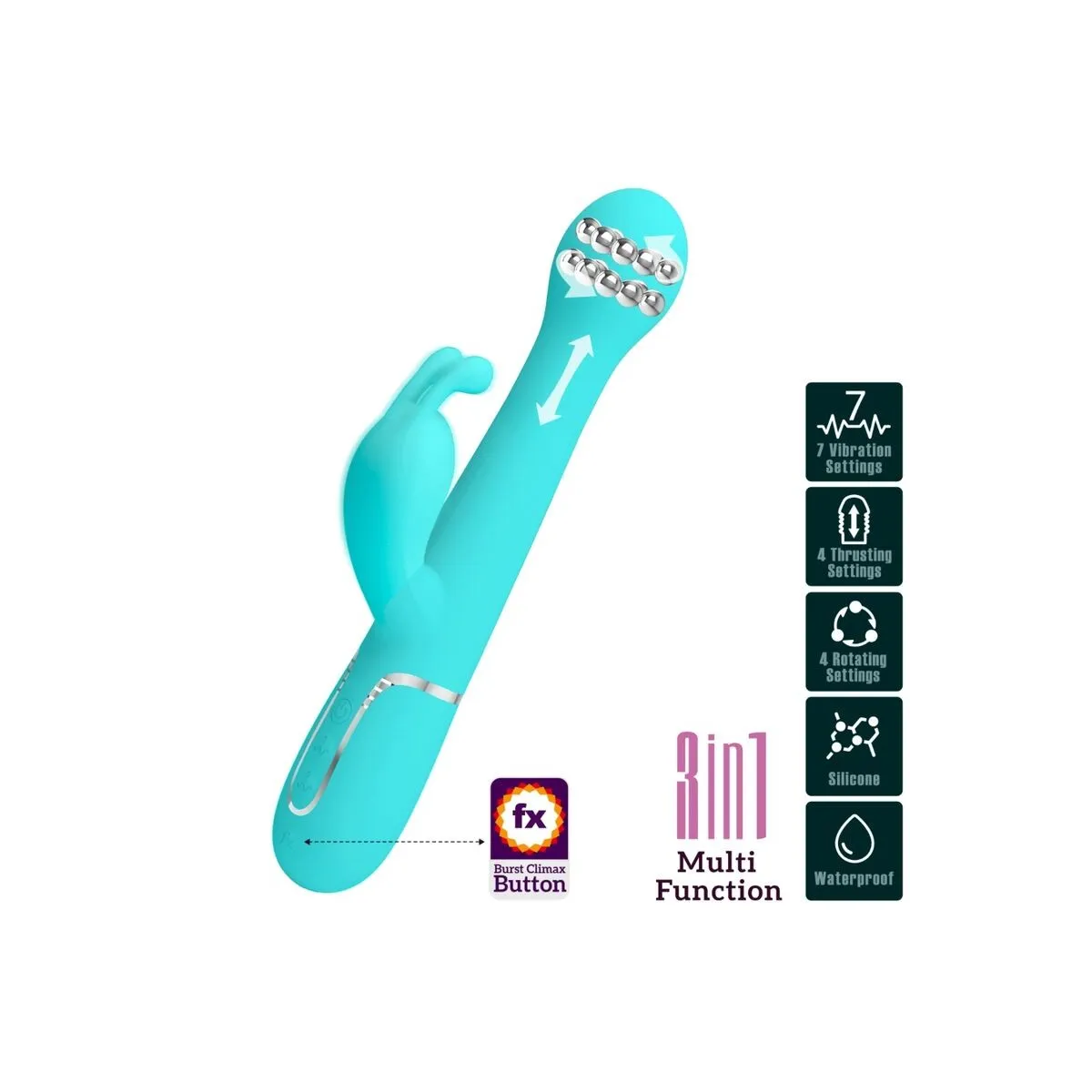 Dejon Rabbit Vibrator 3 In 1 Multifunktions-Aquagrün von Pretty Love Flirtation | Fesselliebe.de