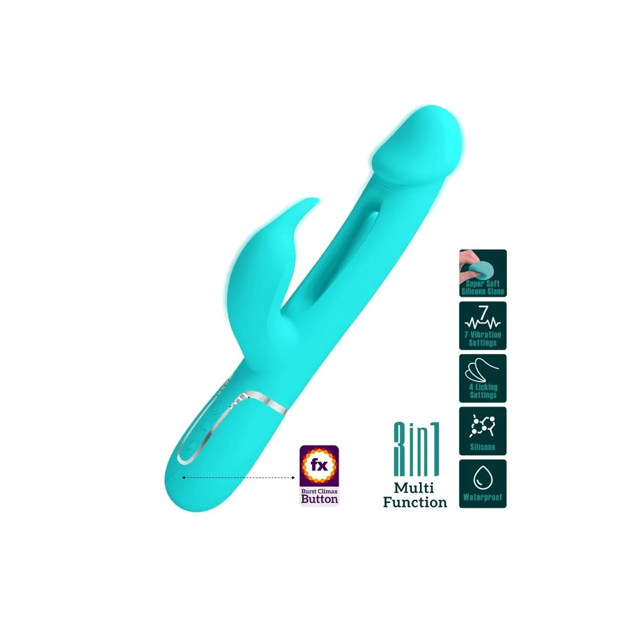 Dejon Rabbit Vibrator 3 In 1 Multifunktions-Aquagrün von Pretty Love Flirtation | Fesselliebe.de