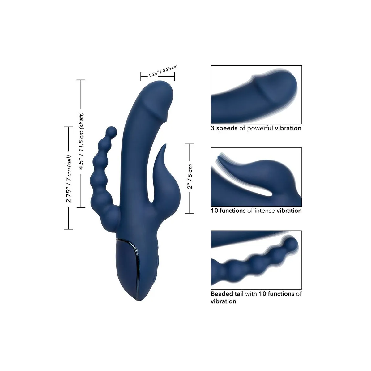 Vibrator Dreifach-Orgasmus Blau von Calexotics | Fesselliebe.de