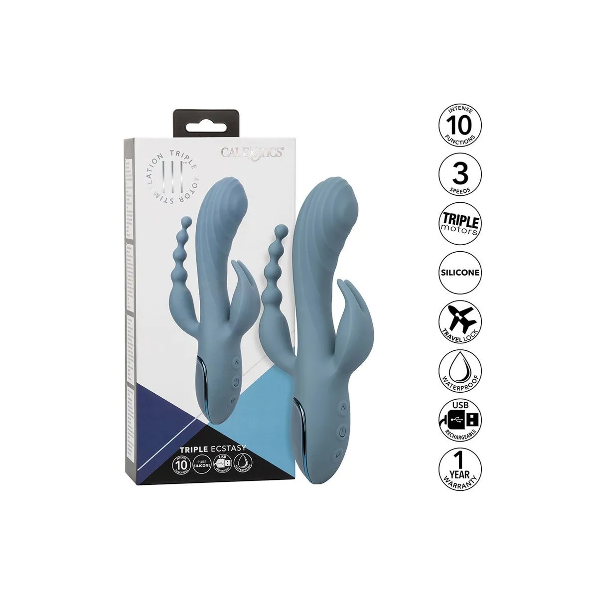 Vibrator Triple Ecstasy Grau von Calexotics | Fesselliebe.de