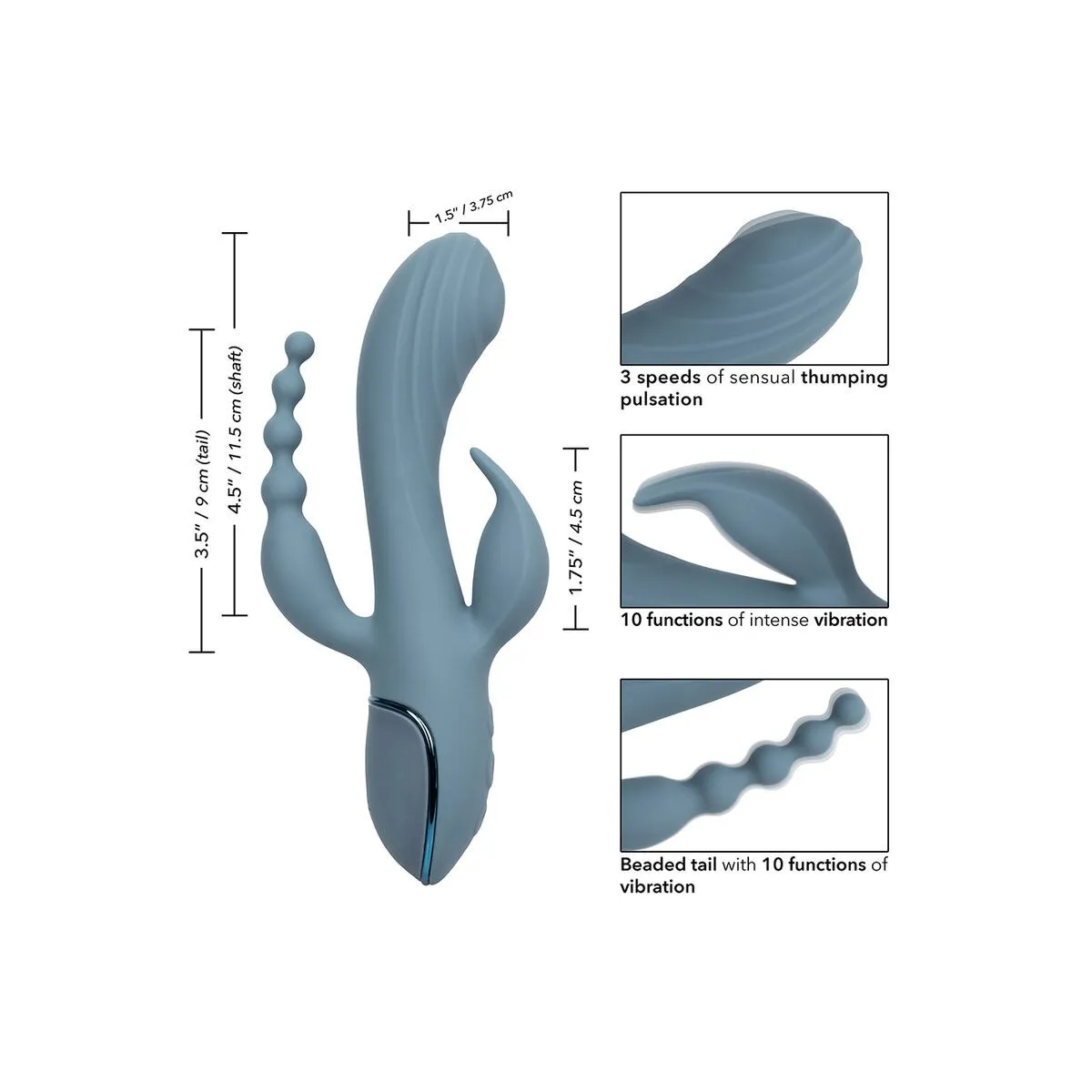 Vibrator Triple Ecstasy Grau von Calexotics | Fesselliebe.de