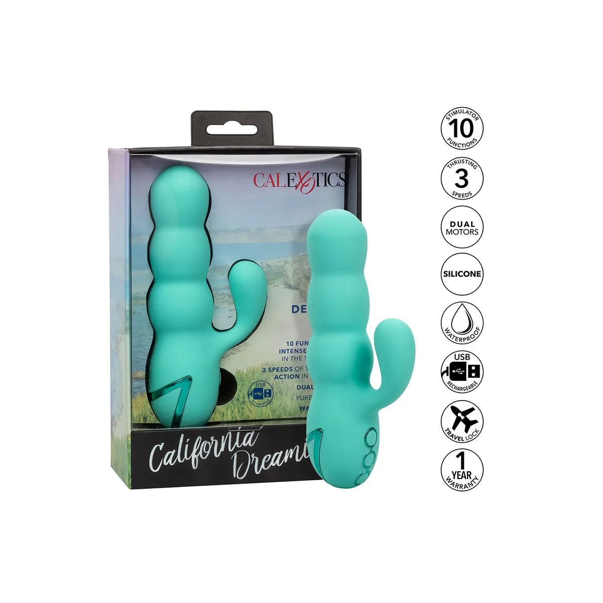 Del Mar Diva Vibrator Rabbir Aqua Grün von California Dreaming von Calexotics | Fesselliebe.de