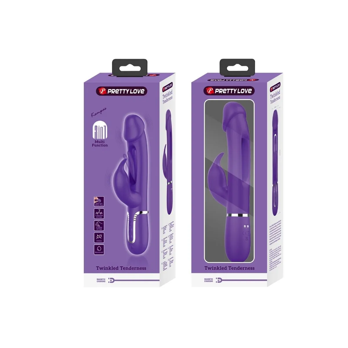 Kampas Rabbit 3 In 1 Multifunktionsvibrator mit Zunge Violett von Pretty Love Flirtation | Fesselliebe.de