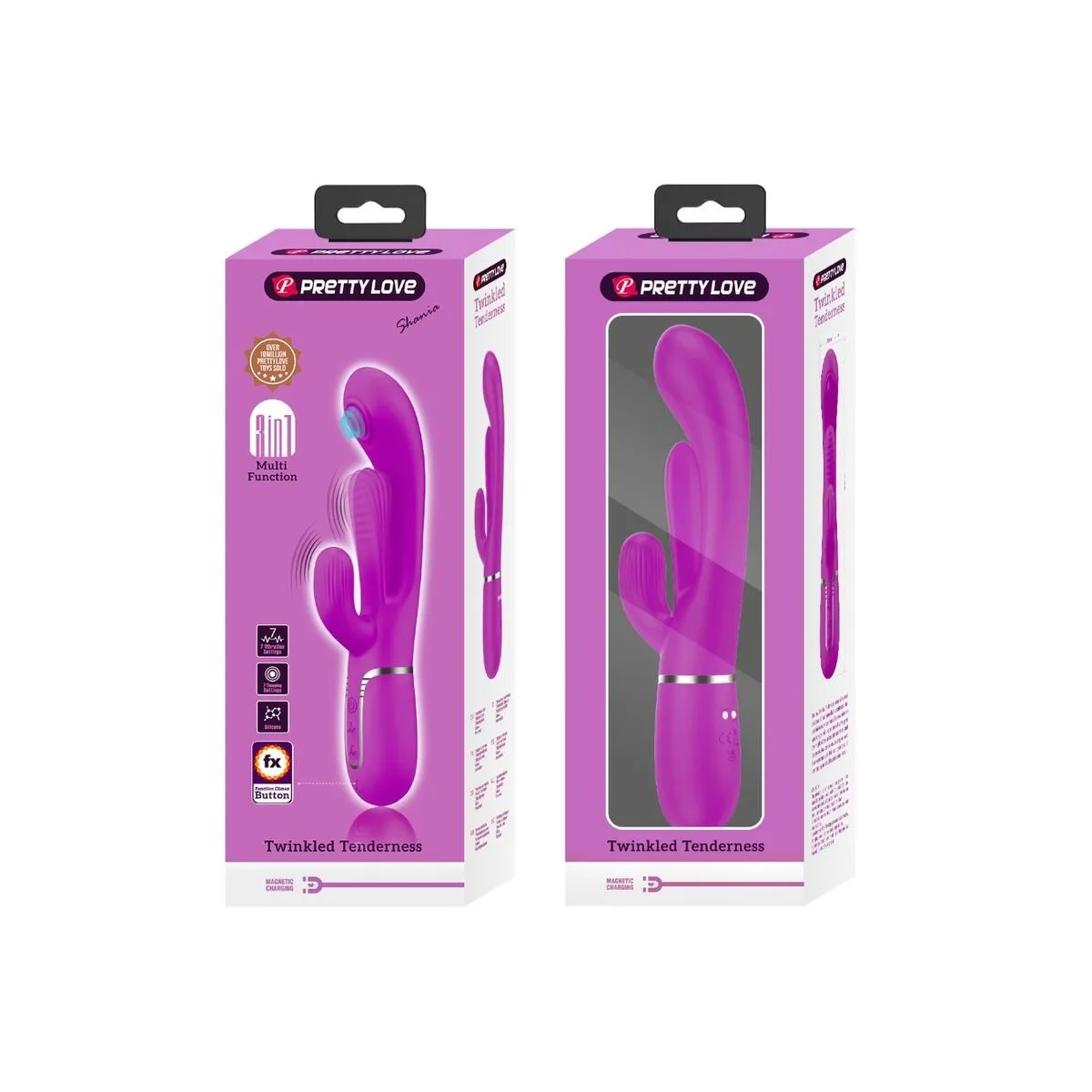 Shania Triple Rabbit Vibrator Multifunktions-Rosa von Pretty Love Flirtation | Fesselliebe.de