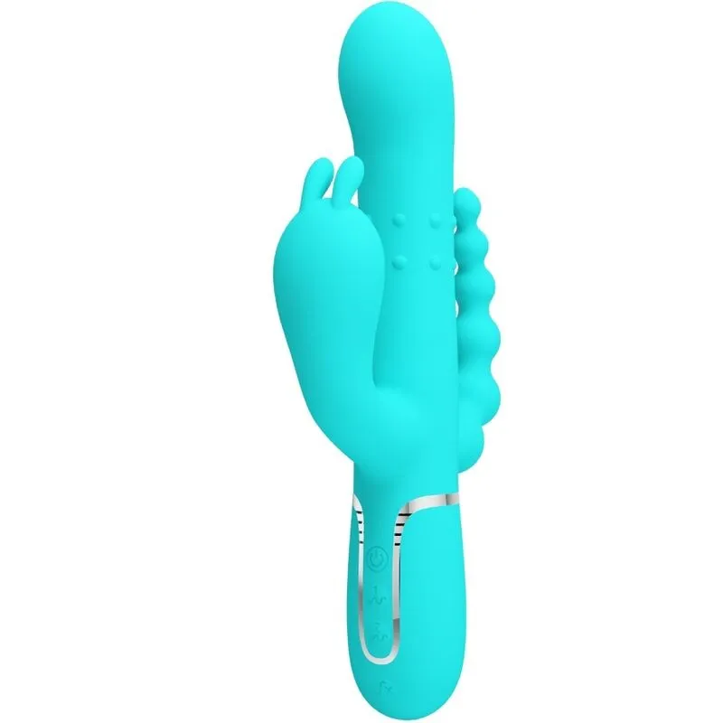 Cammy 4 In 1 Multifunktions-Dreifacher Rabbit-Vibrator Blau von Pretty Love | Fesselliebe.de